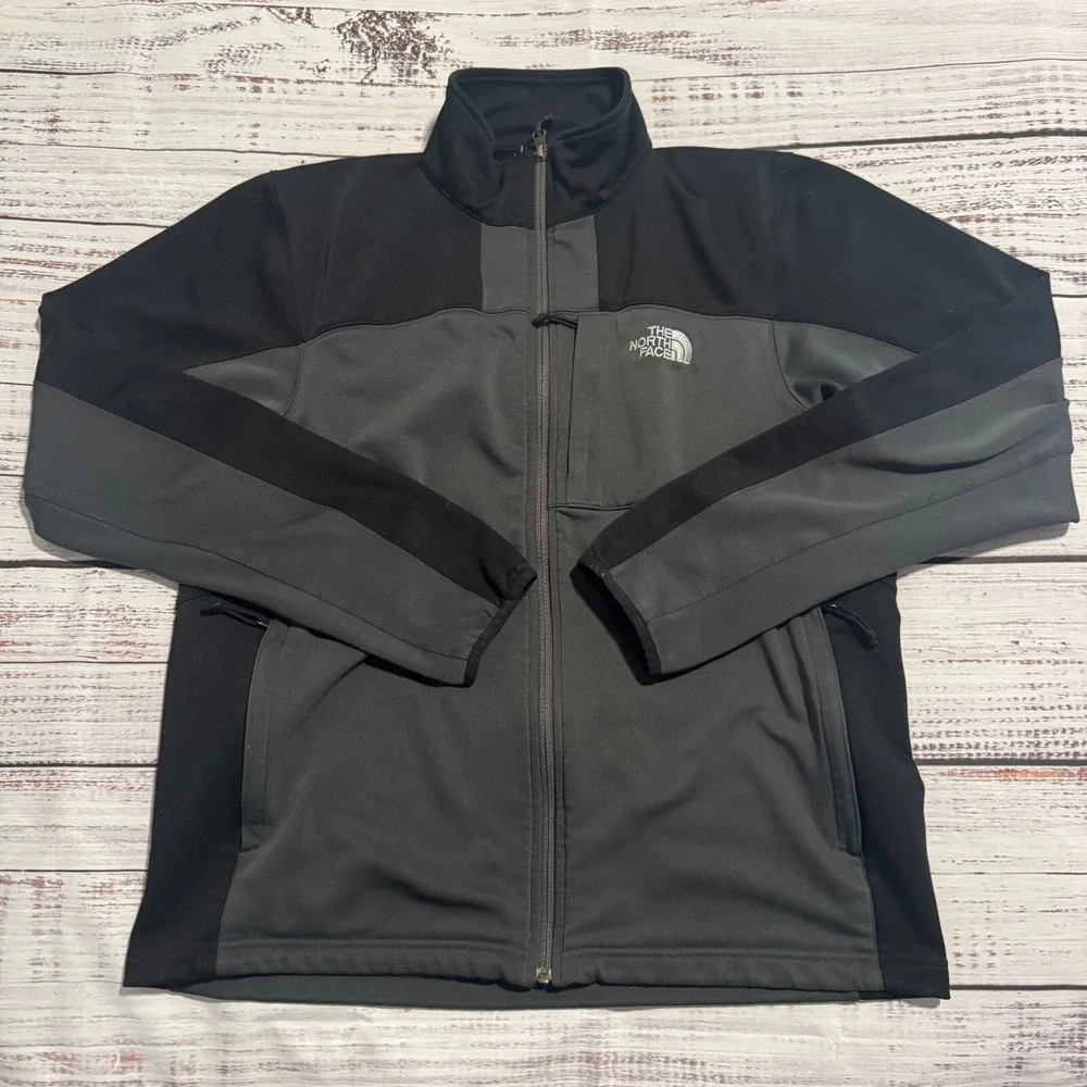 The‎ North Face TKA Stretch Full-Zip Jacket Black and Gray Men's Size Medium